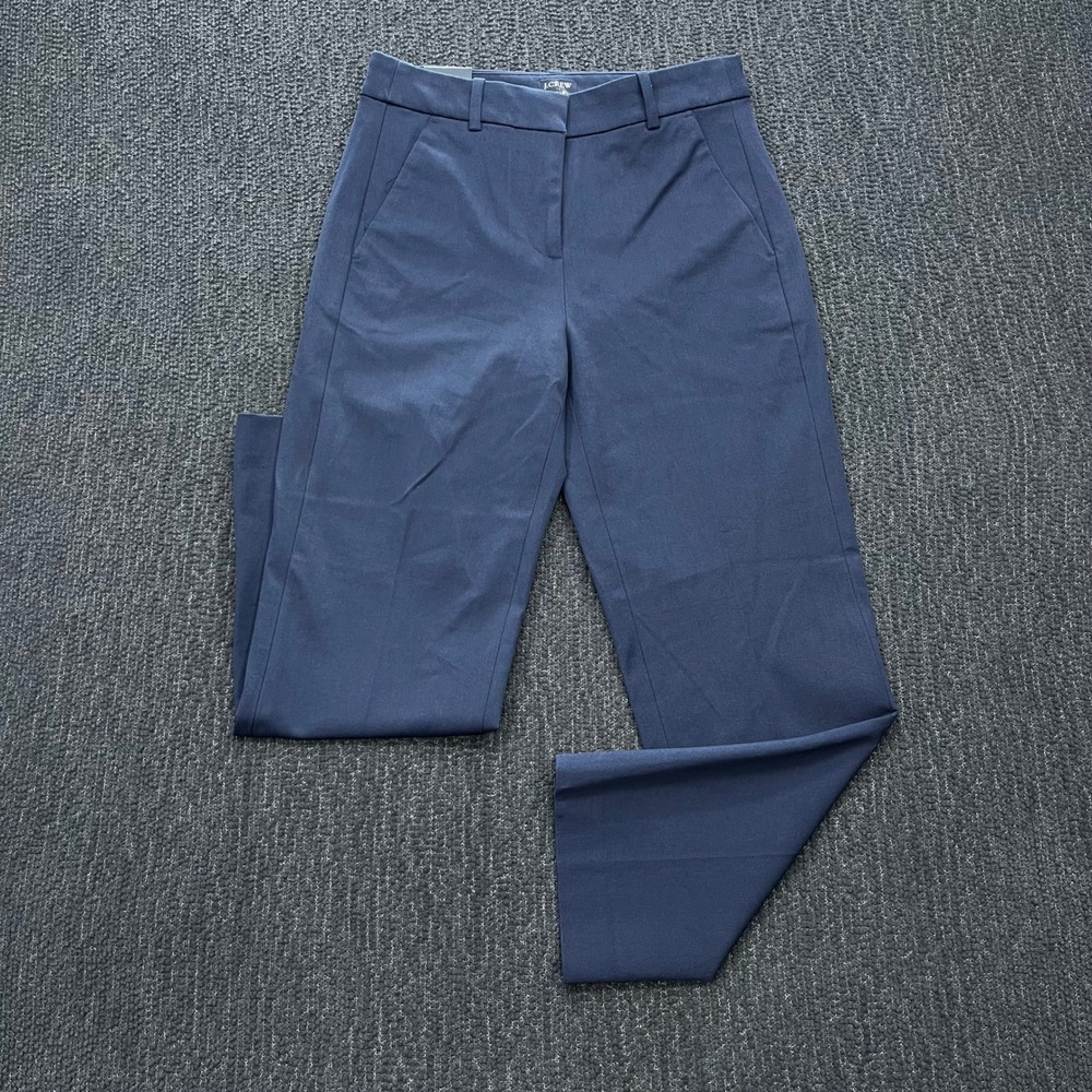 J.Crew Kallie Pant Navy Blue Cotton Blend Straight Leg Trousers 4P NEW